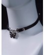 Black Skull Butterfly Faux Leather Buckled Choker