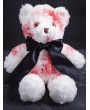 White Plush Bloody Gothic Bow Tie Bear Doll