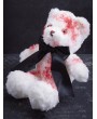 White Plush Bloody Gothic Bow Tie Bear Doll