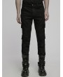 Punk Rave Black Gothic Punk Flap Pocket Slim Denim Pants for Men