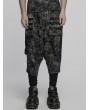 Punk Rave Black and Gray Gothic Punk Textured Drop Crotch Pants for Men
