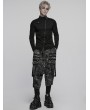 Punk Rave Black and Gray Gothic Punk Textured Drop Crotch Pants for Men