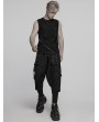 Punk Rave Black Gothic Punk Textured Drop Crotch Pants for Men