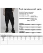 Punk Rave Black Gothic Punk Textured Drop Crotch Pants for Men