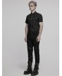 Punk Rave Black Gothic Punk Mesh Splicing Tight Pants for Men