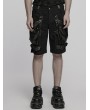Punk Rave Black Gothic Punk Buckle Strap 3D Pocket Short Pants for Men