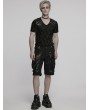 Punk Rave Black Gothic Punk Buckle Strap 3D Pocket Short Pants for Men