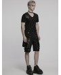 Punk Rave Black Gothic Punk Buckle Strap 3D Pocket Short Pants for Men