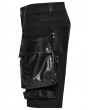 Punk Rave Black Gothic Punk Buckle Strap 3D Pocket Short Pants for Men