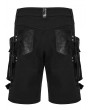 Punk Rave Black Gothic Punk Buckle Strap 3D Pocket Short Pants for Men