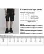 Punk Rave Black Gothic Punk Buckle Strap 3D Pocket Short Pants for Men