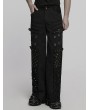 Punk Rave Black Gothic Punk Metallic Straight Loose Pants for Men
