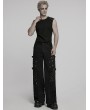 Punk Rave Black Gothic Punk Metallic Straight Loose Pants for Men