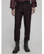 Punk Rave Black and Red Gothic Steampunk Striped Slim Fit Pants for Men