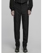Punk Rave Black Gothic Steampunk Striped Slim Fit Pants for Men