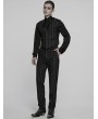 Punk Rave Black Gothic Steampunk Striped Slim Fit Pants for Men