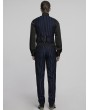 Punk Rave Black and Blue Gothic Steampunk Striped Slim Fit Pants for Men