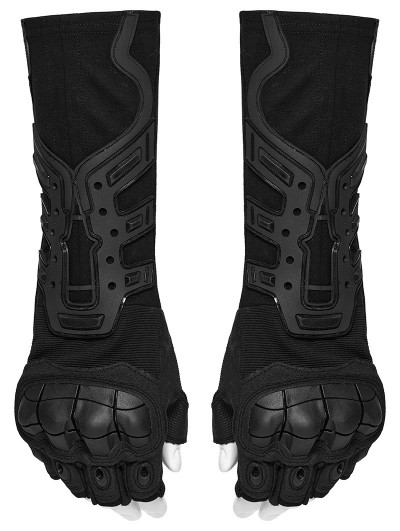 Punk Rave Black Gothic Cyberpunk Armor Gloves for Men