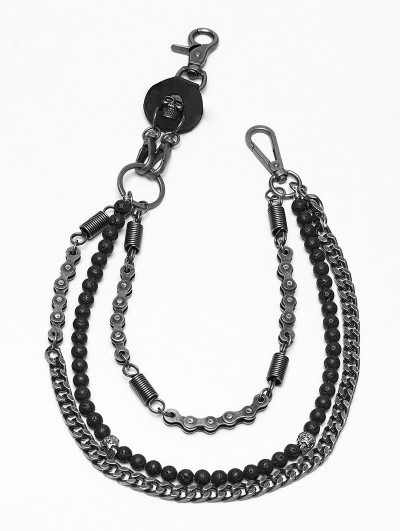 Punk Rave Black Gothic Punk Retro Skull Bead Pants Chain