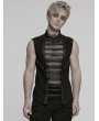 Punk Rave Black Gothic Punk Vision Studded Mesh Vest Top for Men