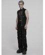 Punk Rave Black Gothic Punk Vision Studded Mesh Vest Top for Men