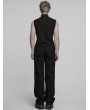 Punk Rave Black Gothic Punk Vision Studded Mesh Vest Top for Men