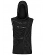 Punk Rave Black Gothic Punk Asymmetrical Splicing Hooded Sleeveless T-Shirt for Men