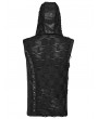 Punk Rave Black Gothic Punk Asymmetrical Splicing Hooded Sleeveless T-Shirt for Men