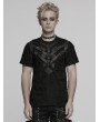 Punk Rave Black Gothic Punk Tattered Mesh Patchwork Short Sleeve T-Shirt for Men