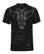 Punk Rave Black Gothic Punk Tattered Mesh Patchwork Short Sleeve T-Shirt for Men