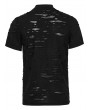 Punk Rave Black Gothic Punk Tattered Mesh Patchwork Short Sleeve T-Shirt for Men