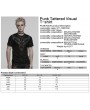 Punk Rave Black Gothic Punk Tattered Mesh Patchwork Short Sleeve T-Shirt for Men
