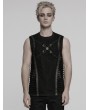 Punk Rave Black Gothic Punk Mesh Cutout Vest Top for Men