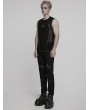 Punk Rave Black Gothic Punk Mesh Cutout Vest Top for Men