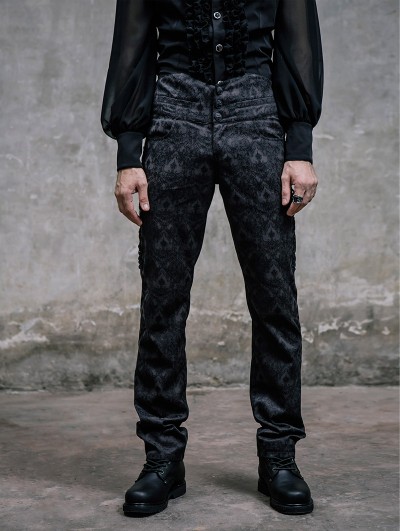 Devil Fashion Black Pattern High-Low Gothic Pants for Men