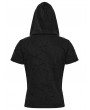 Punk Rave Black Gothic Punk Hooded Cracked Knitted Short Sleeve T-Shirt for Men