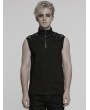 Punk Rave Black Gothic Punk Knitted Sleeveless T-Shirt for Men