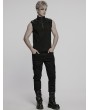 Punk Rave Black Gothic Punk Knitted Sleeveless T-Shirt for Men