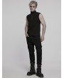 Punk Rave Black Gothic Punk Knitted Sleeveless T-Shirt for Men