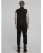 Punk Rave Black Gothic Punk Knitted Sleeveless T-Shirt for Men