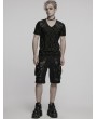 Punk Rave Black Gothic Punk Handsome Tattered Knitted Men's Short Sleeve T-Shirt