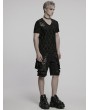Punk Rave Black Gothic Punk Handsome Tattered Knitted Men's Short Sleeve T-Shirt