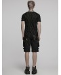 Punk Rave Black Gothic Punk Handsome Tattered Knitted Men's Short Sleeve T-Shirt