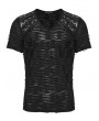 Punk Rave Black Gothic Punk Handsome Tattered Knitted Men's Short Sleeve T-Shirt