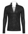 Punk Rave Black Gothic Dark Jacquard Long Sleeve T-Shirt for Men