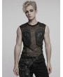 Punk Rave Black Gothic Cyber Punk Mesh Patchwork Vest Top for Men