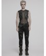Punk Rave Black Gothic Cyber Punk Mesh Patchwork Vest Top for Men