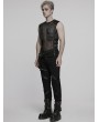 Punk Rave Black Gothic Cyber Punk Mesh Patchwork Vest Top for Men