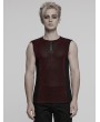 Punk Rave Red Gothic Cyber Punk Mesh Splicing Vest Top for Men