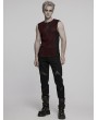 Punk Rave Red Gothic Cyber Punk Mesh Splicing Vest Top for Men